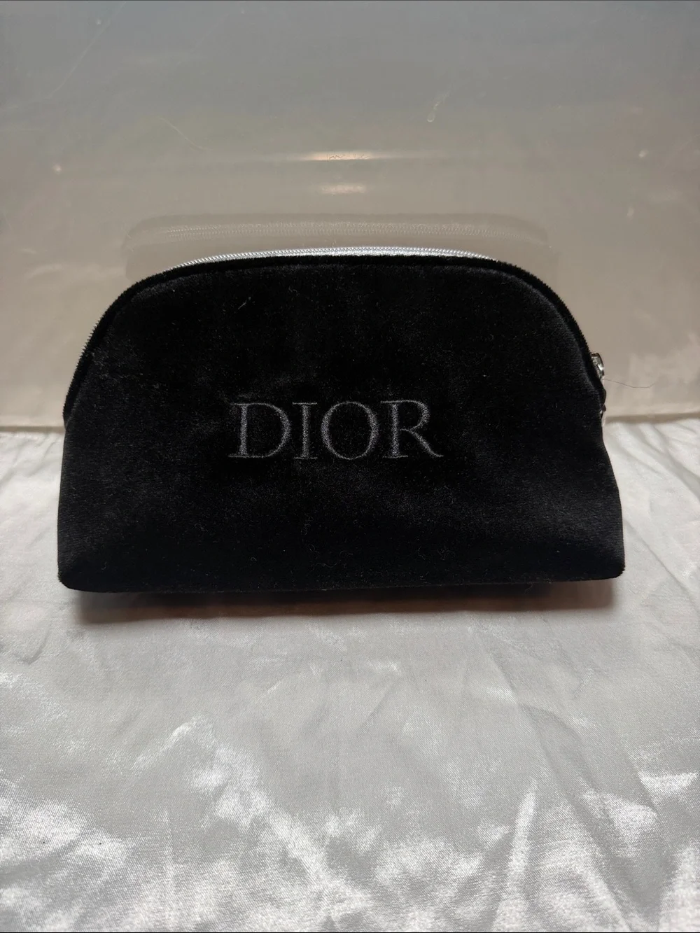 Dior Black Velvet Logo Makeup Pouch